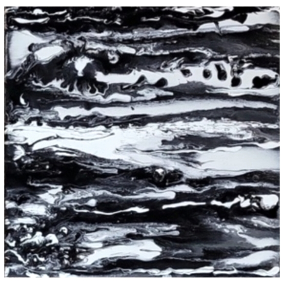 Black and White Abstract Design 12 x 12 Inches Canvas Painting - Picture 4 of 4